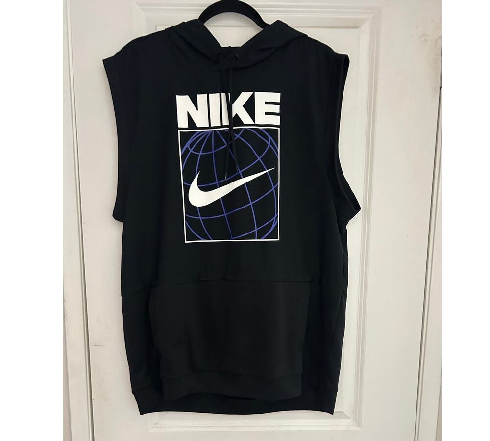 Nike Dri-FIT Sleeveless Hoodie Men's Tank Black Training Performance Pullover L